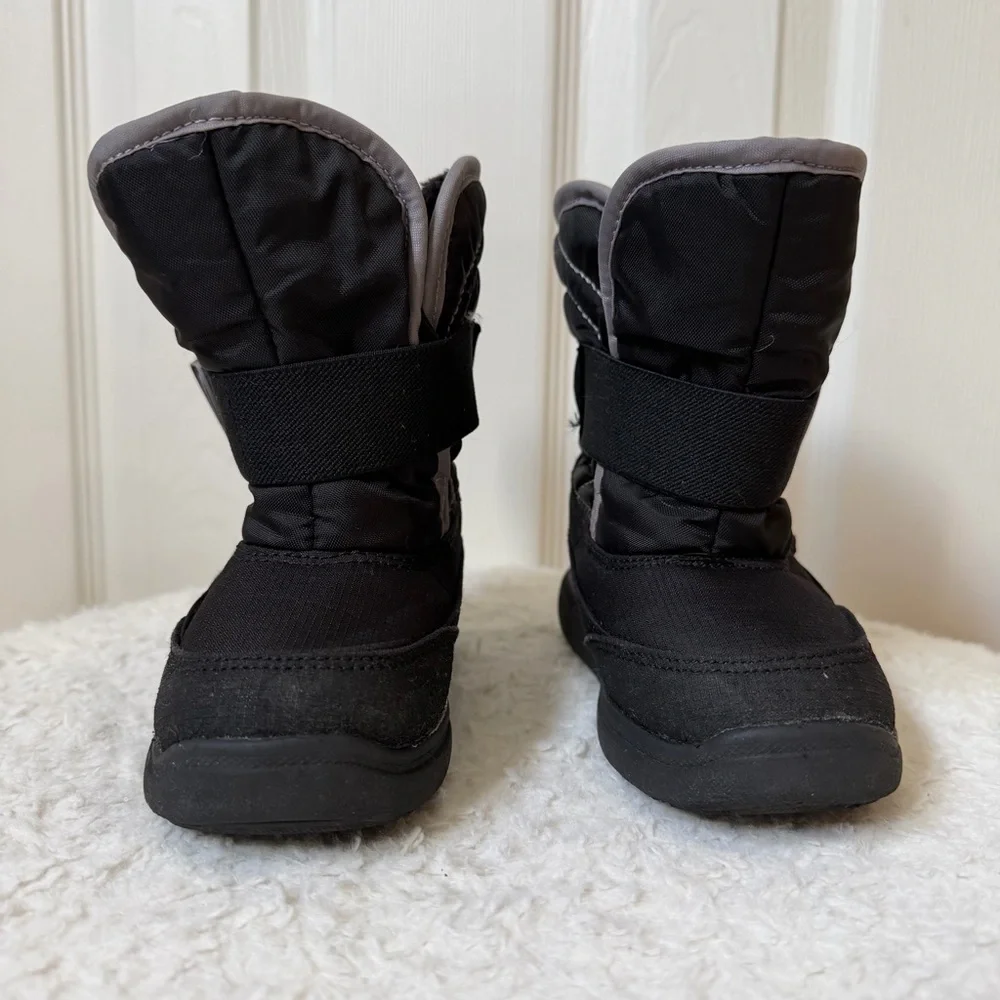 Kamik Kids' Black And Gray Waterproof Snow Boots With Warm Lining Boys Size 9